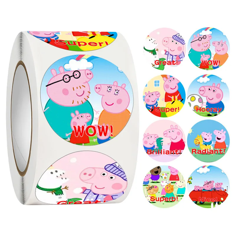 Divertente Peppa Pig George Kindergarten Reward Sticker Maiale Famiglia Maiale Padre Maiale Madre Cartoon Sticker Giocattolo Regalo Di Compleanno Per 