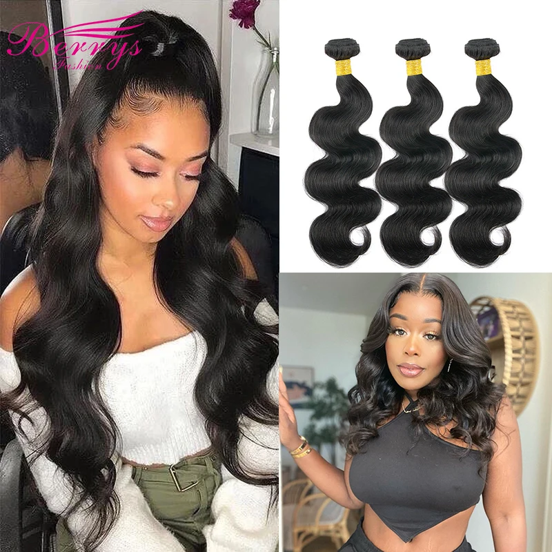 ping 3-4 Days Brazilian Body Wave 100% Human Hair 3 Bundle Deal Natural Black Color 10-28 inch Remy Hair Weaving