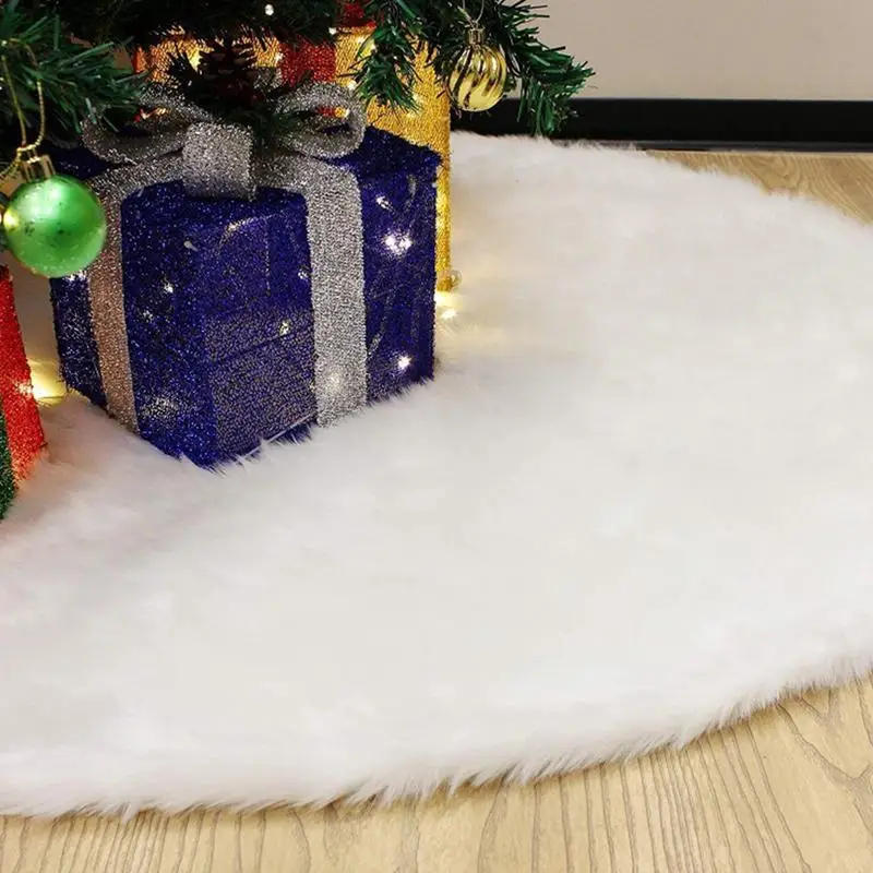 

Christmas Tree Rug Faux Fur White Christmas Tree Skirt 60cm/24inch Soft Anti-Slip Silver Sequin Snowflake Christmas Tree