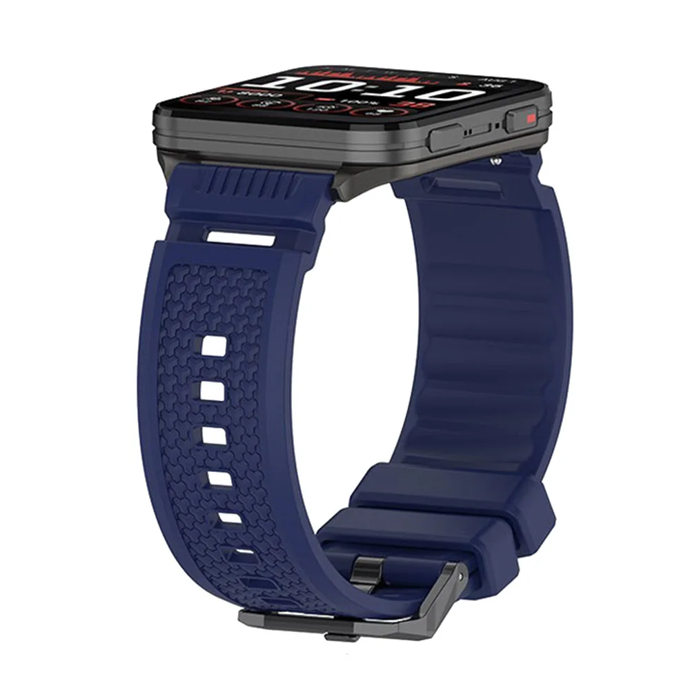 Textured Surface Black Buckle Silicone Watchband Strap