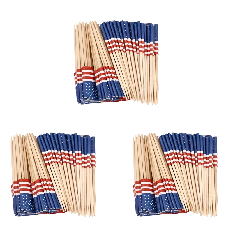 

300 American Flag Toothpicks Party Cupcake Decoration Sandwich Mini Food Picks