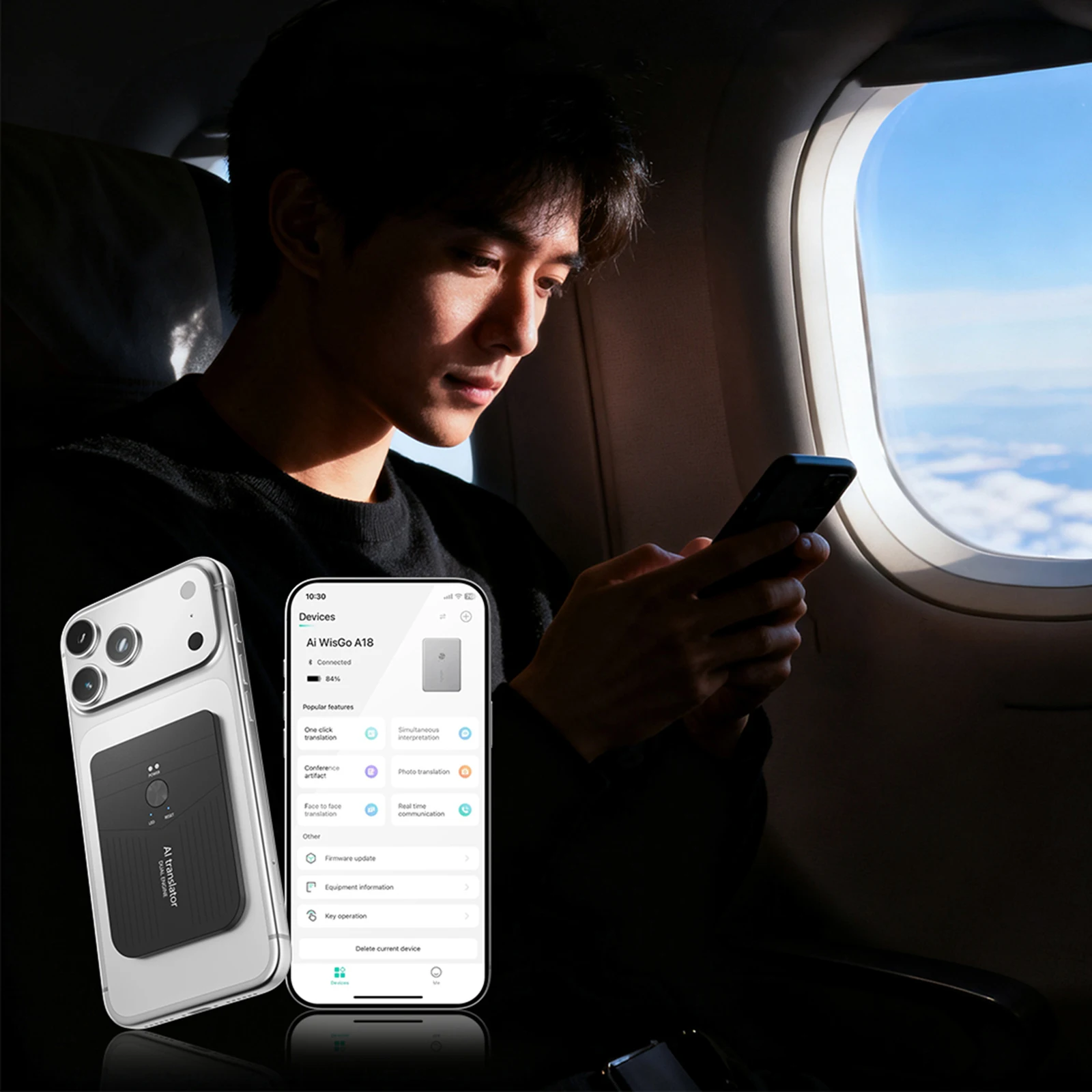 AI 자기 번역기 충전식 다국어 전자 사전 BT5.0 사무용 비즈니스용 초박형 실시간 번역기