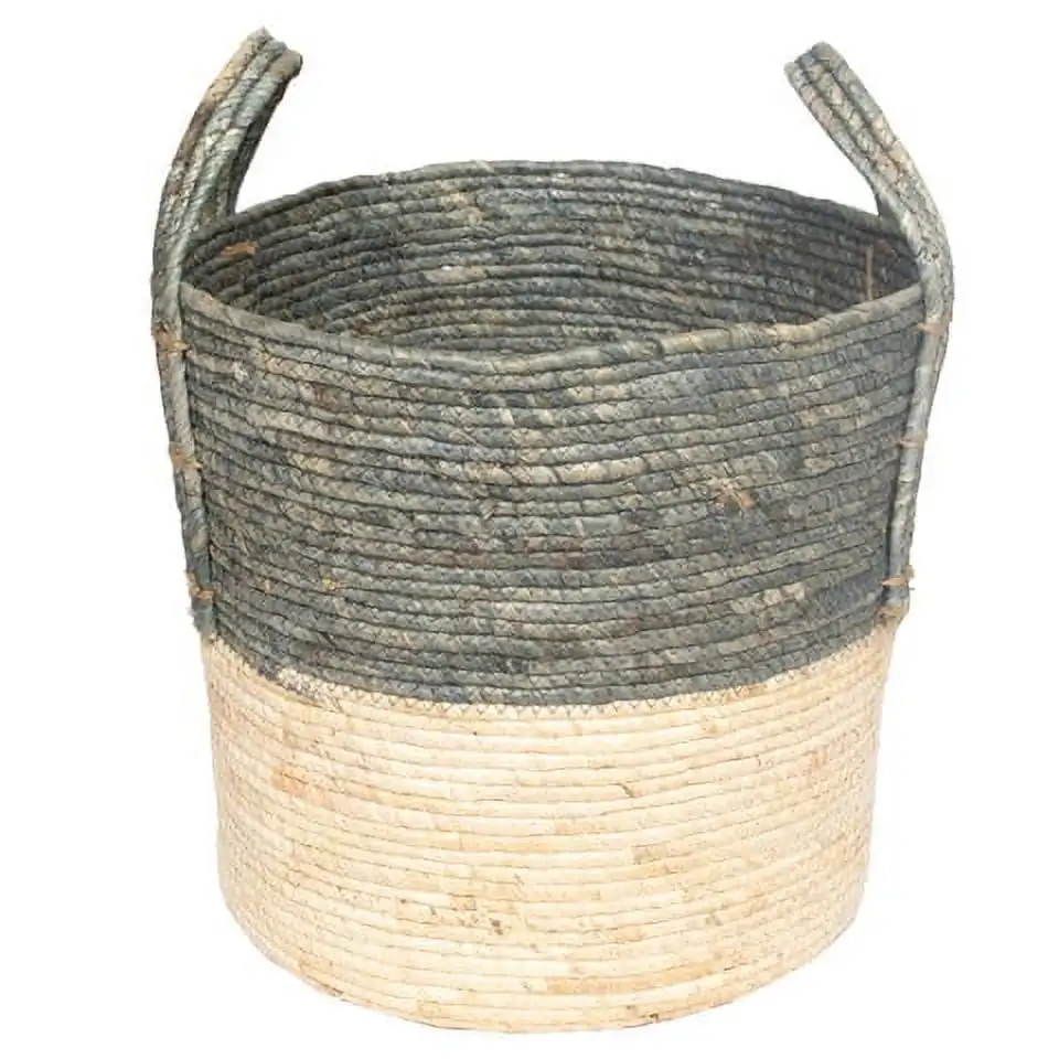 

Better Homes & Gardens Natural Maize Colored Stripe Basket, Basket, Blue Gray, Extra Large