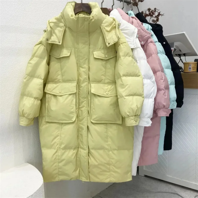 

2023 New Korean Version Cotton-padded Jacket Female Long Loose Padded Down Cotton-padded Outcoat Winter Cotton-padded Coat Women
