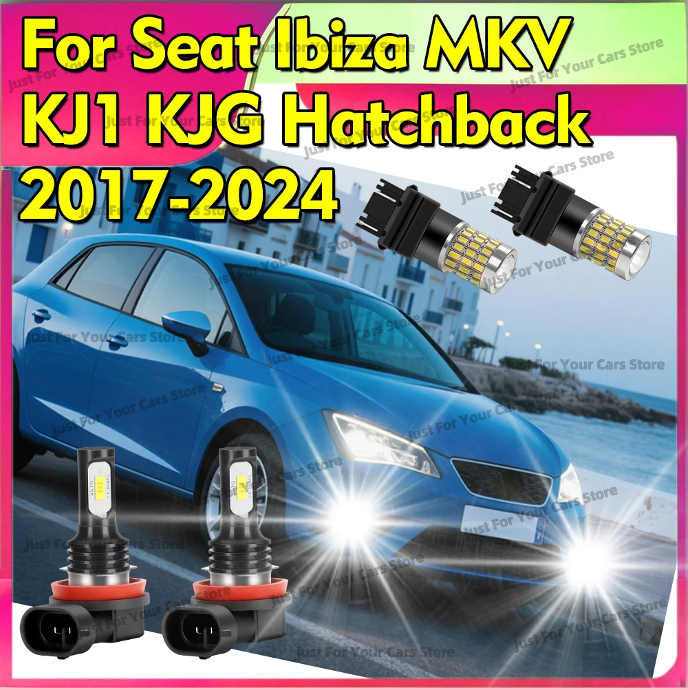 2x LED 드라이빙 DRL/주차 안개등 전구 시트 이비자 MKV KJ1 KJG 해치백 2017 2018 2019-2024 화이트 램프 교체 6000K