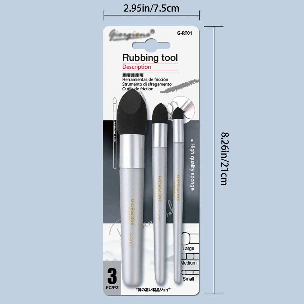 스케치 종이 브러시 3개 세트 OPP 가방, 유화 스틱 브러시, 적용용 특수 문지름 브러시