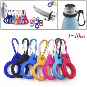 1~10PCs Water Bottle Carrier Clip Water Bottle Holder Rubber Buckle Hook with Metal Keychain Ring for Outdoor Camping Hiking