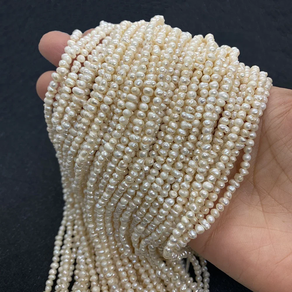Natural Freshwater Pearl Bead 3-4mm Grade A Nearly Round Punch Loose  for DIY Jewelry Making Bracelet Necklace Earring Accessory