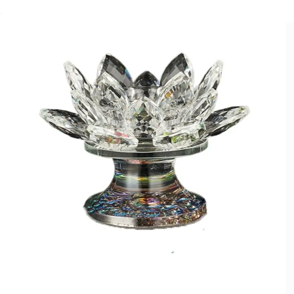 【Top Picks】 Lotus Flower Quartz Crystal Lotus Multicolor Purity Lotus Candlestick Holder Tall Feet Tall Feet Lotus Figurines Wedding Party