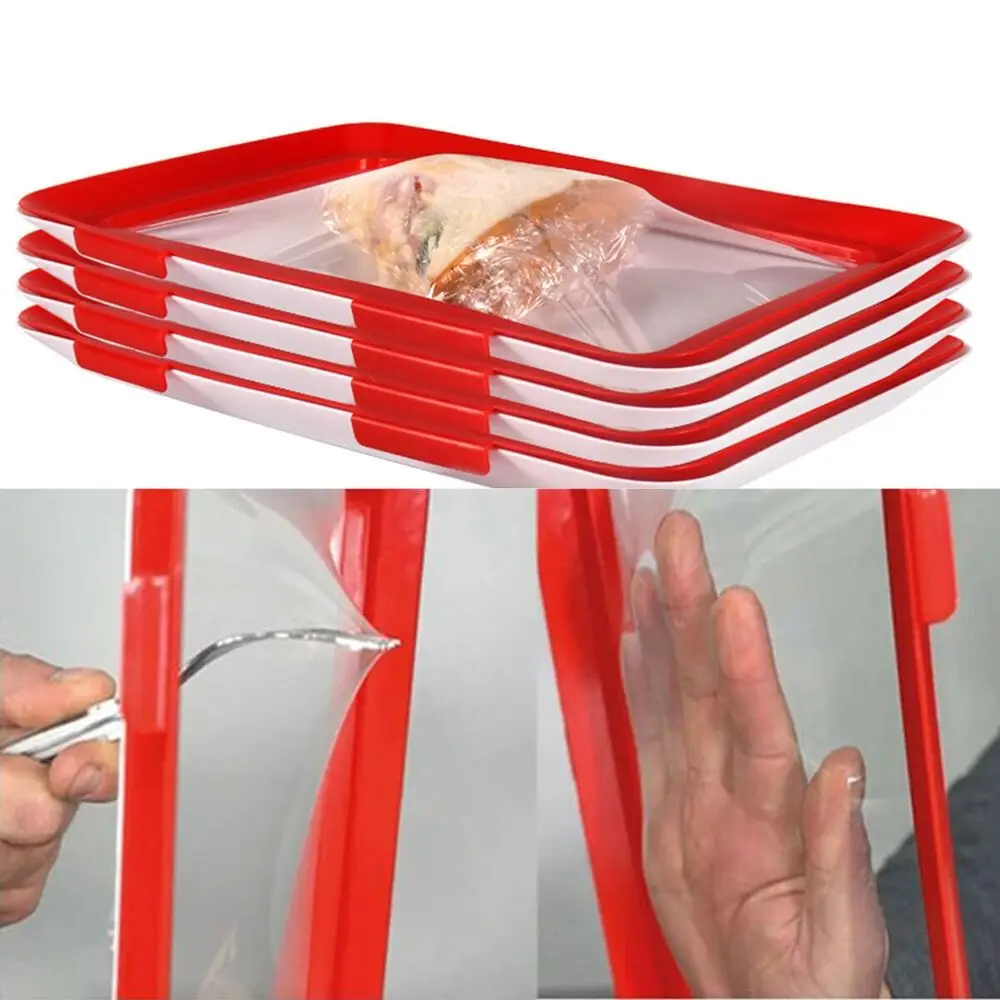 Creative Food Preservation Tray 30*21cm Reusable Fresh Storage Container Stackable BPA-free Plastic Meal Prep Containers