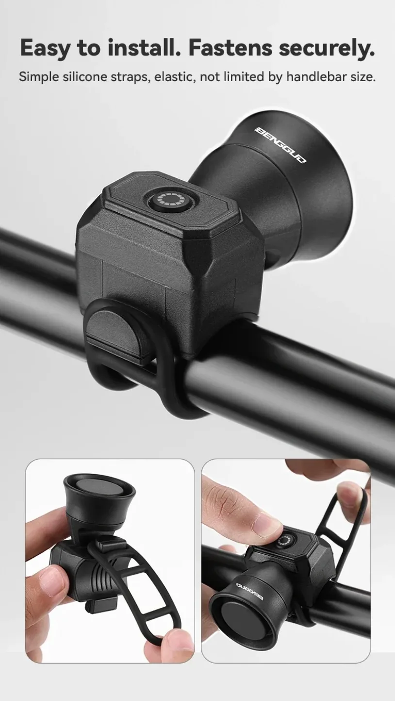 5 Mode Bike Electric Bell Horn Cycling USB Charging Motorcycle Ring Antitheft Waterproof Alarm Mountain Road Bicycle Accessories