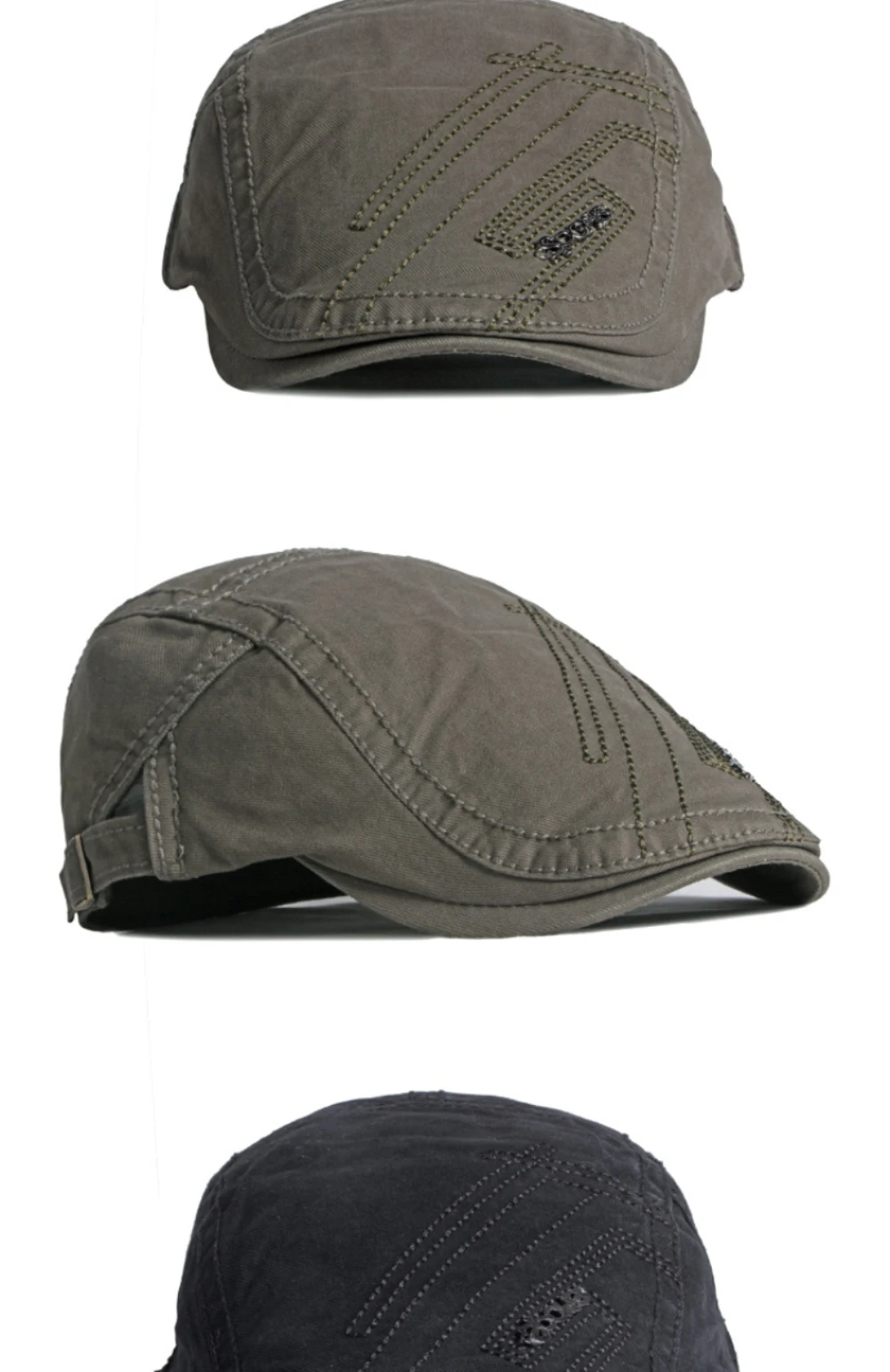 HT4651 Baskenmützen für Herren und Damen, Künstlermütze, Herren- und Damen-Baskenmütze, neue Frühlings- und Sommer-Flachmütze, 100 % Baumwolle, verstellbare Baskenmütze – Detail 5