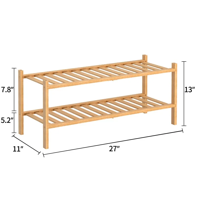 Space-saving Bamboo Shoe Rack Foldable Multi-layer Stackable Storage Shelf for Home Use