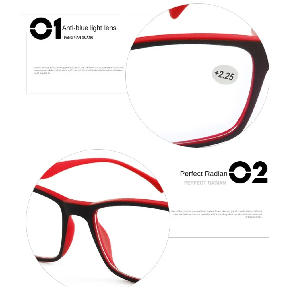 Portable PC Reading Glasses Brown Grey Red Blue Rectangle Anti Blue Light Eyeglasses Decorative Glasses Frame Glasses Readers