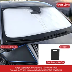 Premium Summer Car Windshield Sunshade with UV Protection - Foldable Front Window Visor & Styling Accessory (Large)