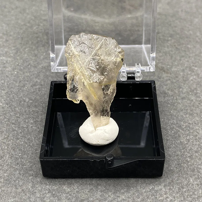 100% natural  golden hair crystal raw stone mineral specimen healing crystal gem collection +Box size ：35*35*35mm