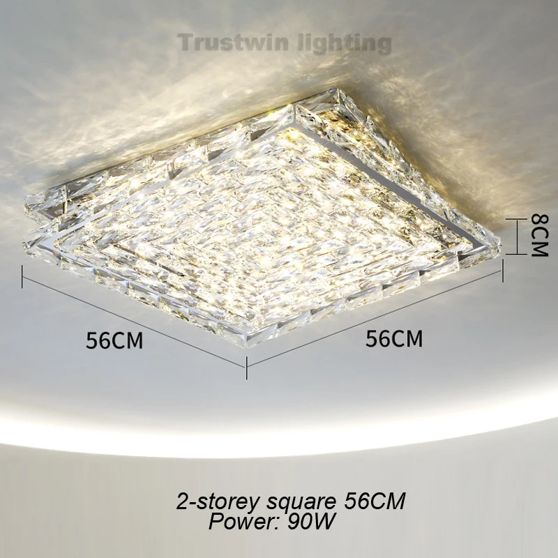 led backlight Color changeable square silver crystal LED ceiling lamp rectangular ceiling light chrome square modern LED light stainless steel led backlight strip LED Bar Lights