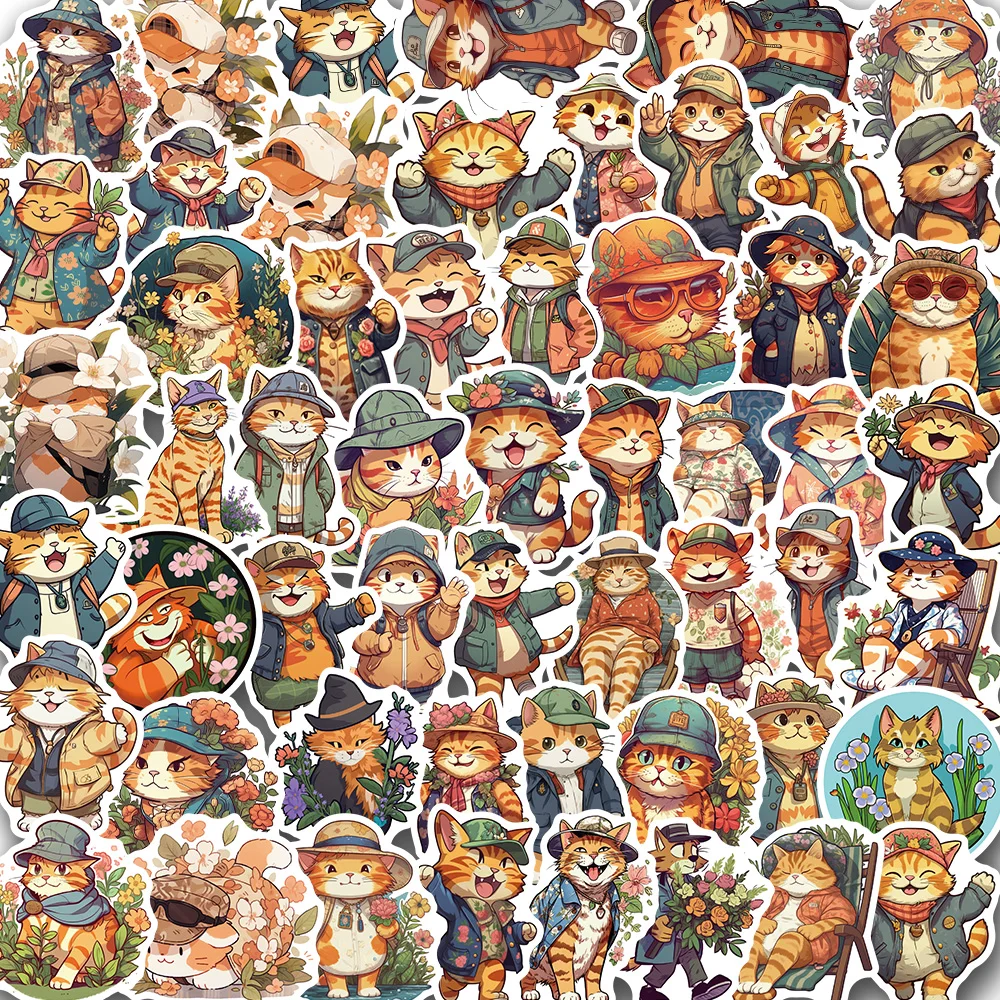 

10/50PCS Cute Orange Cat Cartoon Stickers Decals Laptop Notebook Phone Suitcase Guitar Decoration Sticker Kids Classic Toy