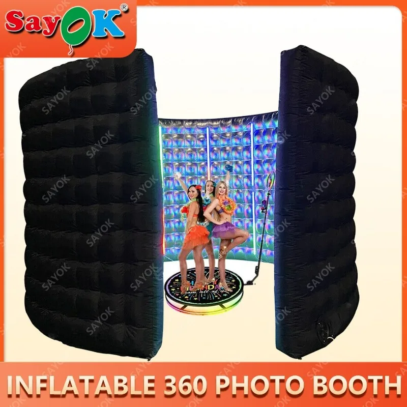 

SAYOK 9.84ft Portable Inflatable Photo Booth Enclosure LED Photo Booth Backdrop for Birthday Wedding Party Event US Warehouse