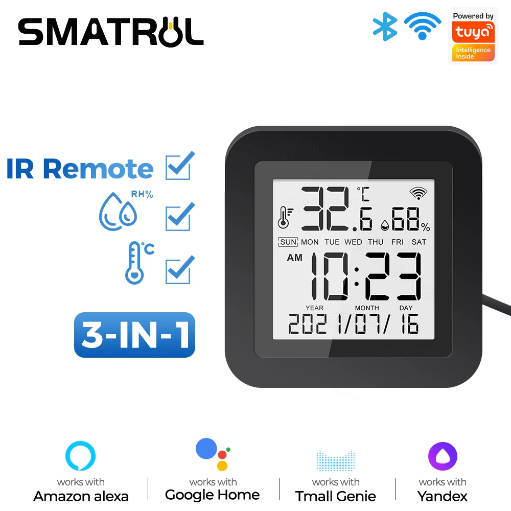 Tuya Smart Wifi Ir Remote Control Universal Temperature Humidity Sensor For Air Conditioner Fan