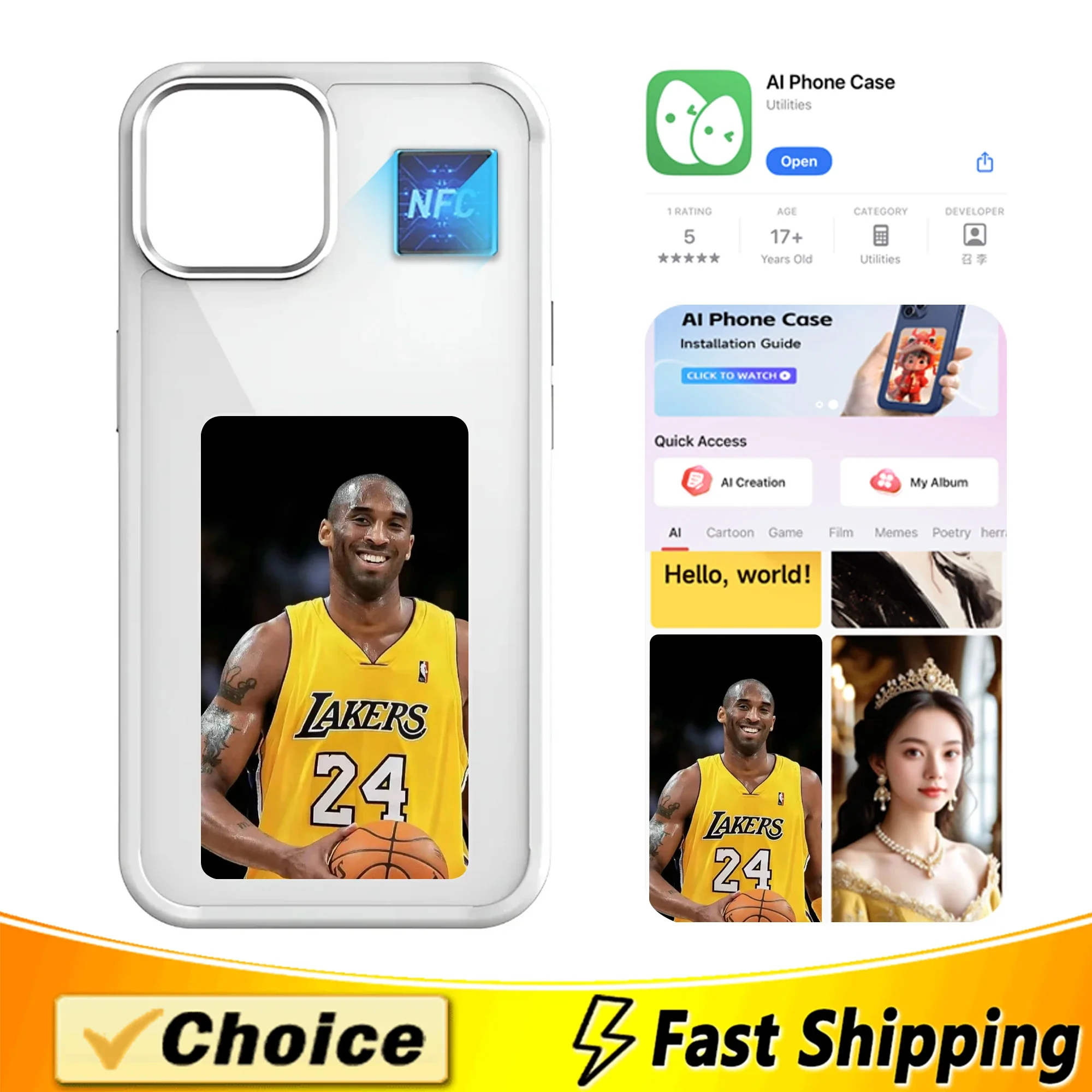 

Чехол для смартфона с номером 24 и NFC для iPhone 15, 13, 14 Pro Max, экран с электронными чернилами, обновленный черный чехол для телефона Mamba с черными персонажами