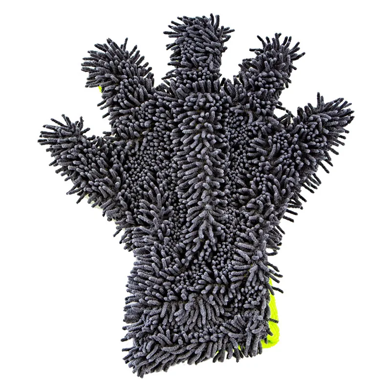 Rich Velvet Five Finger Car Wash Gloves Coral Insect Chenille Double-sided Car Cleaning Gloves Wash Accessories