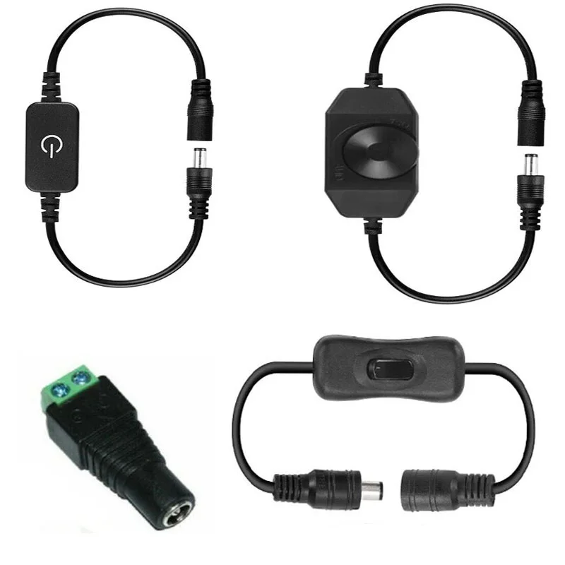 Dc12-24V Led Dimmer Switch Itouch Dimmer On/Off Con Cavo Di Alimentazione Maschio Femmina Per Strisce Led Monocolore 5050 3528 5630