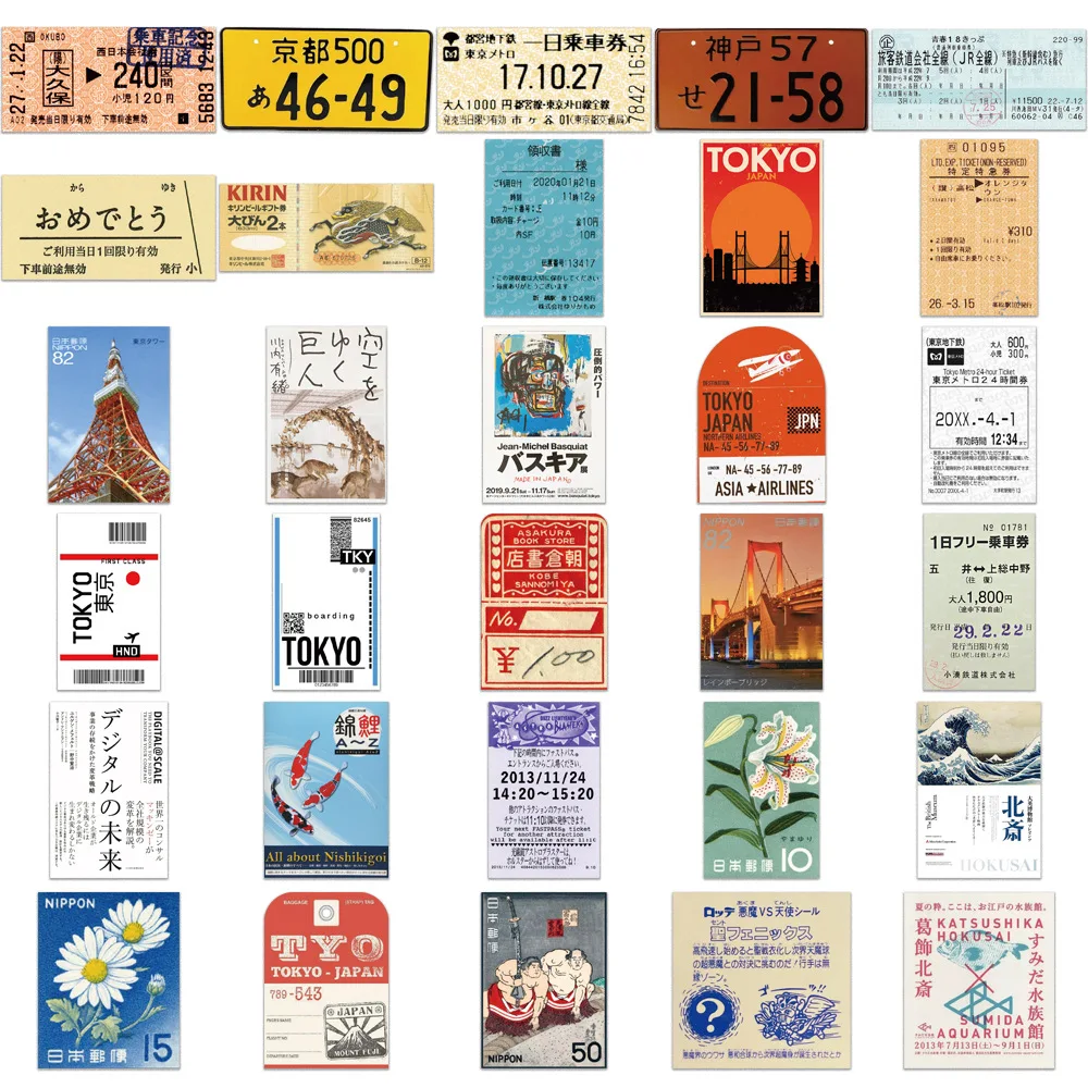 10/30/60PCS Japan Tokyo Stamp Stickers Collection Graffiti Decals DIY Laptop Phone Notebook Suitcase Iconic Stickers Classic Toy 3