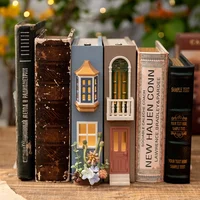 Booknook Book Holders Fake Books Bookends Model Kit With LED Light For Bookshelf Insert Decor Miniature Ornament Creative Gifts 1