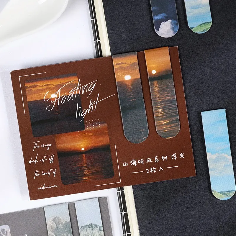 Magnetic Bookmark 2pcs Landscape Themed Magnet Page Markers Clip For Students Teachers Fun Book Marks For Reading