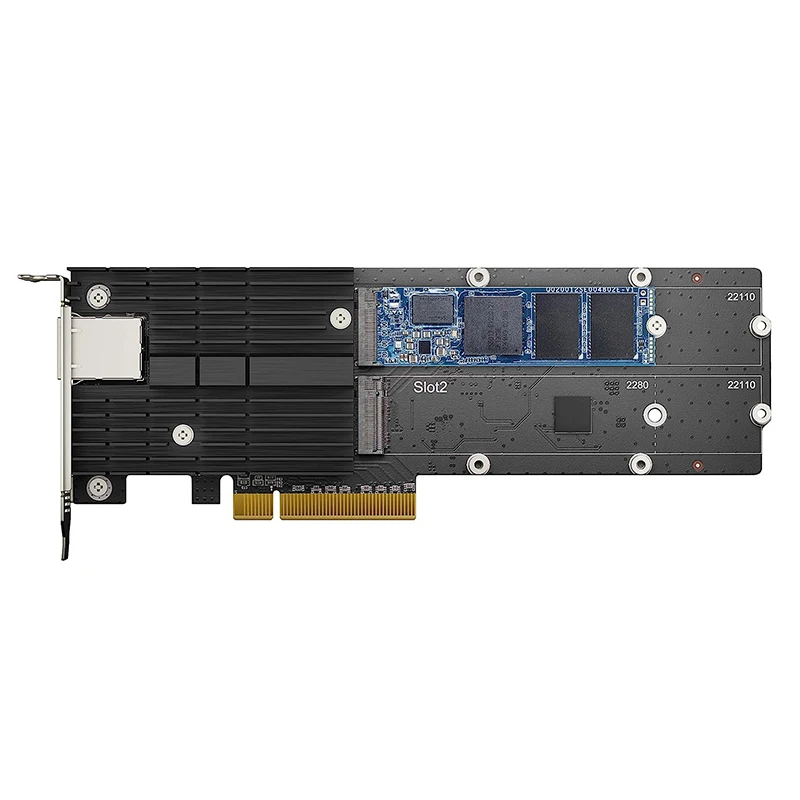 Synology E10M20-T1 이더넷 및 M.2 어댑터 카드, 네트워크 어댑터, PCIe 3.0x8 RJ-45, 1 포트 인터페이스 카드, PCIe 어댑터