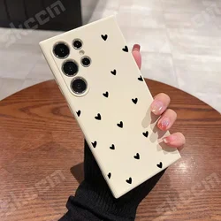 Elegant Black Heart Silicone Phone Case - Timeless Love Style for S23 (White - A2184)