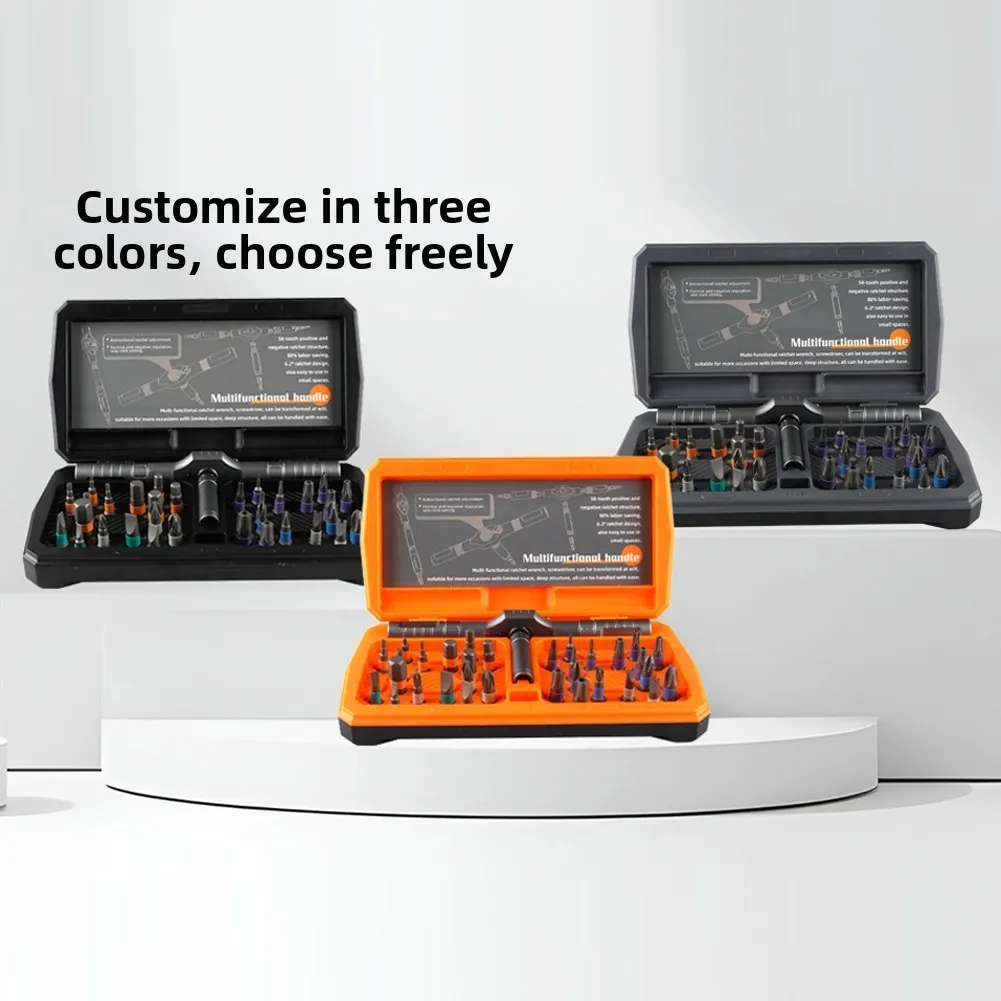 34 in 1 Wireless Cordless Magnetic Ratchet Precision Screwdriver Portable Small Handle Manual Hand Tool Kit for Household Repair