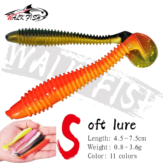 WALK FISH 10PCS Soft Lures Silicone Worms Baits 4.5cm 5.5cm 6.5cm
