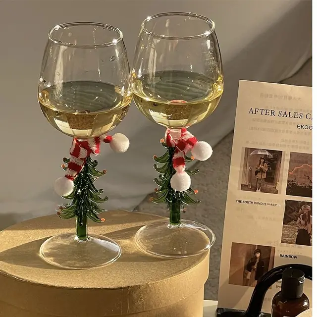 Christmas-Themed Colored Wine Glasses 1