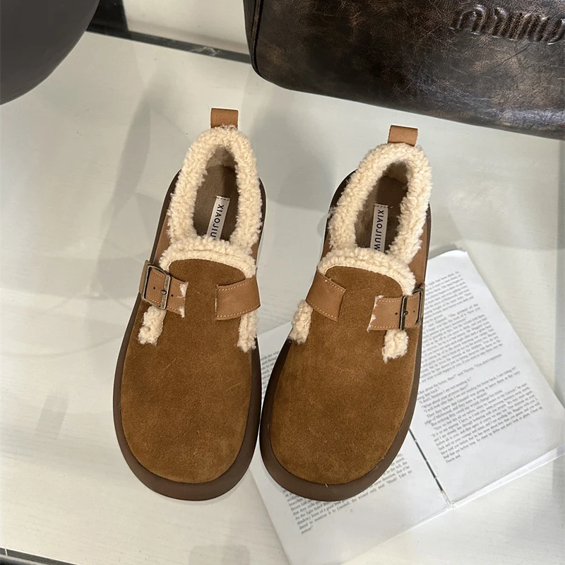 Snow Women Boots Fashion Real Wool Shoes Slip On Platform Shoes For Women Ankle Boots Waterproof Plush Winter Shoes Botas Mujer