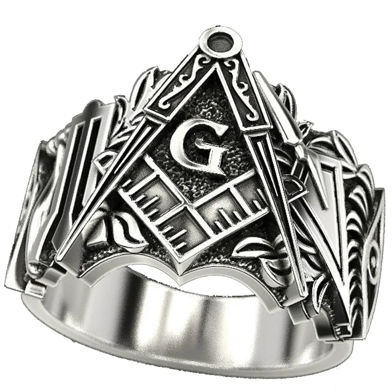 10g Mason Man Gold Ring Mens Religious Art Relief Customized 925 Solid Sterling Silver Different Sizes 9-13