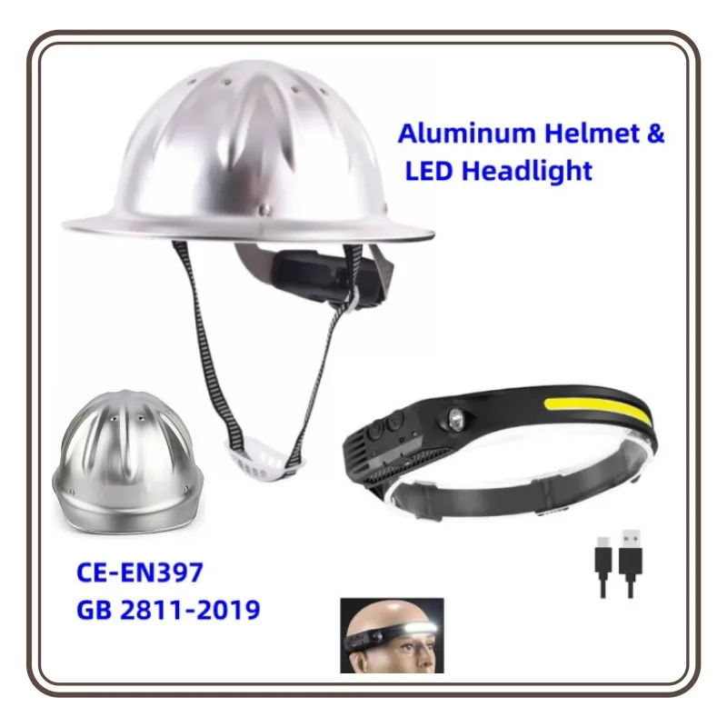 ANSI CE Aluminum Safety Helmet Headlight Mining Hard Cap Engineering Premium Helmet Railway Metallurgy Construction Work
