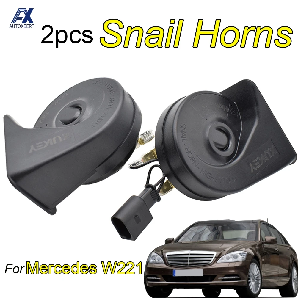 1 Pair 410/510Hz Car Snail Horn For Mercedes Benz S280 S320 S400 S420 S450 S600 S63 S250 W221 2006-2013 Waterproof Auto Horns