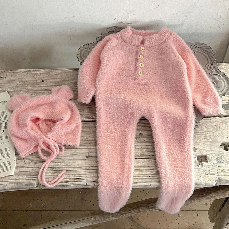 2024 New Autumn Infant Baby Boys Girls Jumpsuit+Hat Velvet Solid Color Long SleevedNewborn Baby Girls Bodysuits Baby Clothing Sc4807fc51b984c1fb724c512a76ad440y