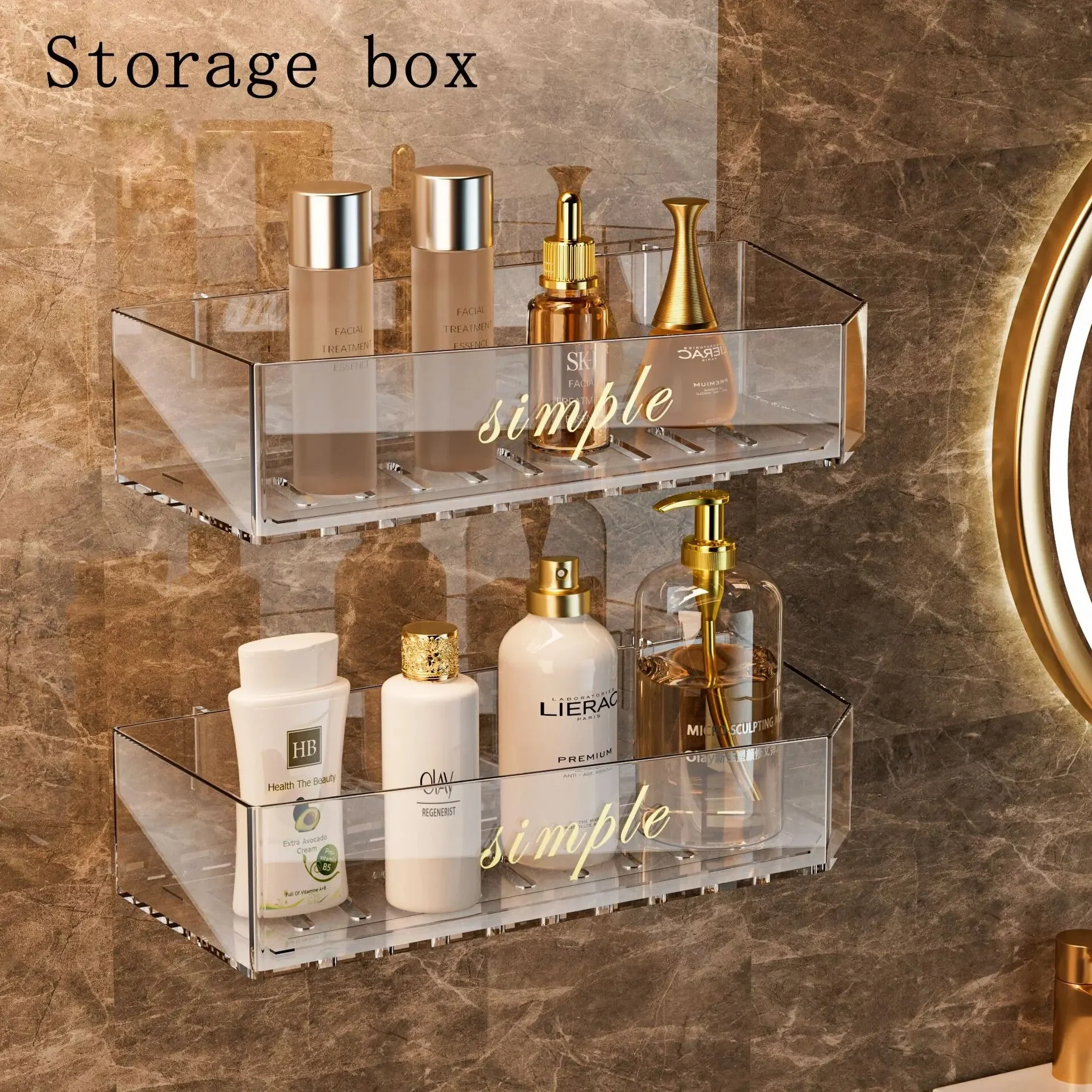 Light Luxury Acrylic Storage Box acrylic storage box 1pc Toilet Washstand Cosmetic Storage Box Bathroom Rack