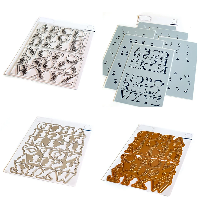 2021 New Inna Alpha Clear Stamps Metal Cutting Dies And Plastic Stencil Set For Crafts Making Paper Greeting Card Scrapbooking
