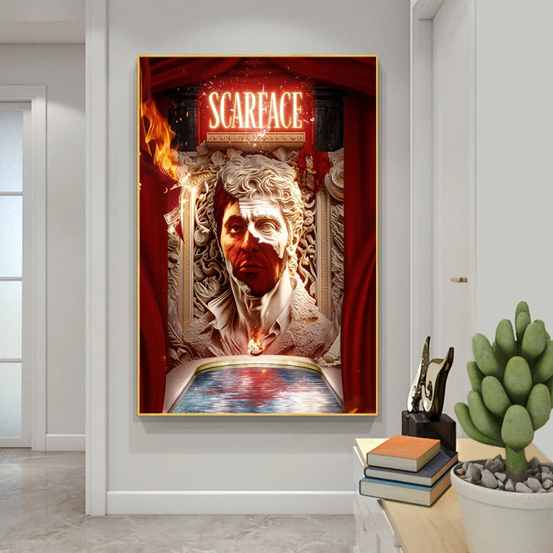 Pintura de Scarface de Tony Montana, arte de neón de estrella de película, impresiones de lienzo de pared, carteles, imágenes para sala de estar, decoración del hogar, Cuadros
