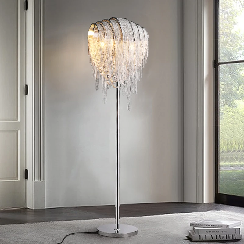 

Tassel floor lamp Postmodern light luxury personality creative chain lamp living room bedroom personality French lamps