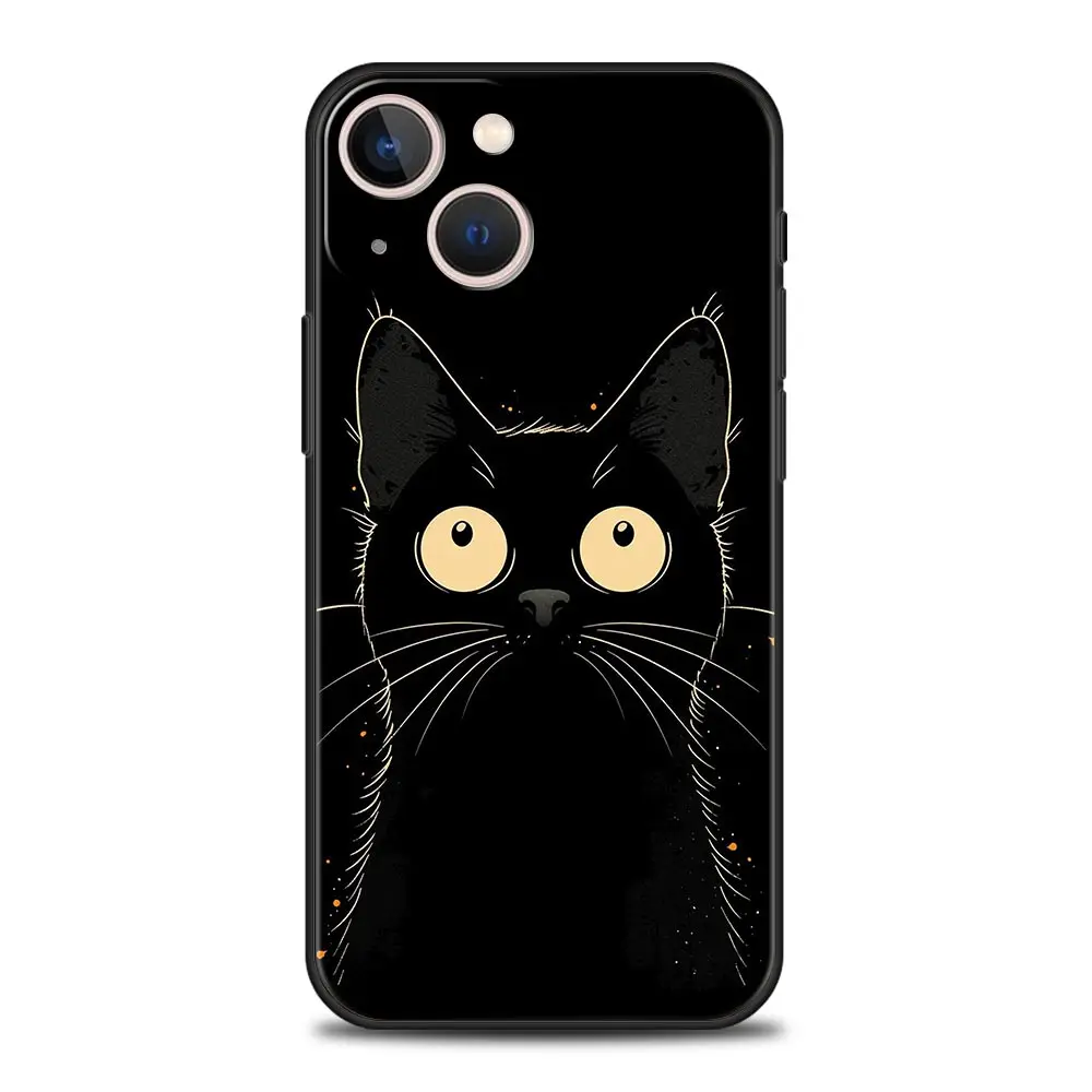 Artistic Black Cat Starry Night Soft TPU Phone Case