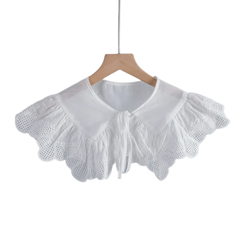 

Lace Trim Stitching Shoulder Wrap False Collar Poncho Capelet for Women