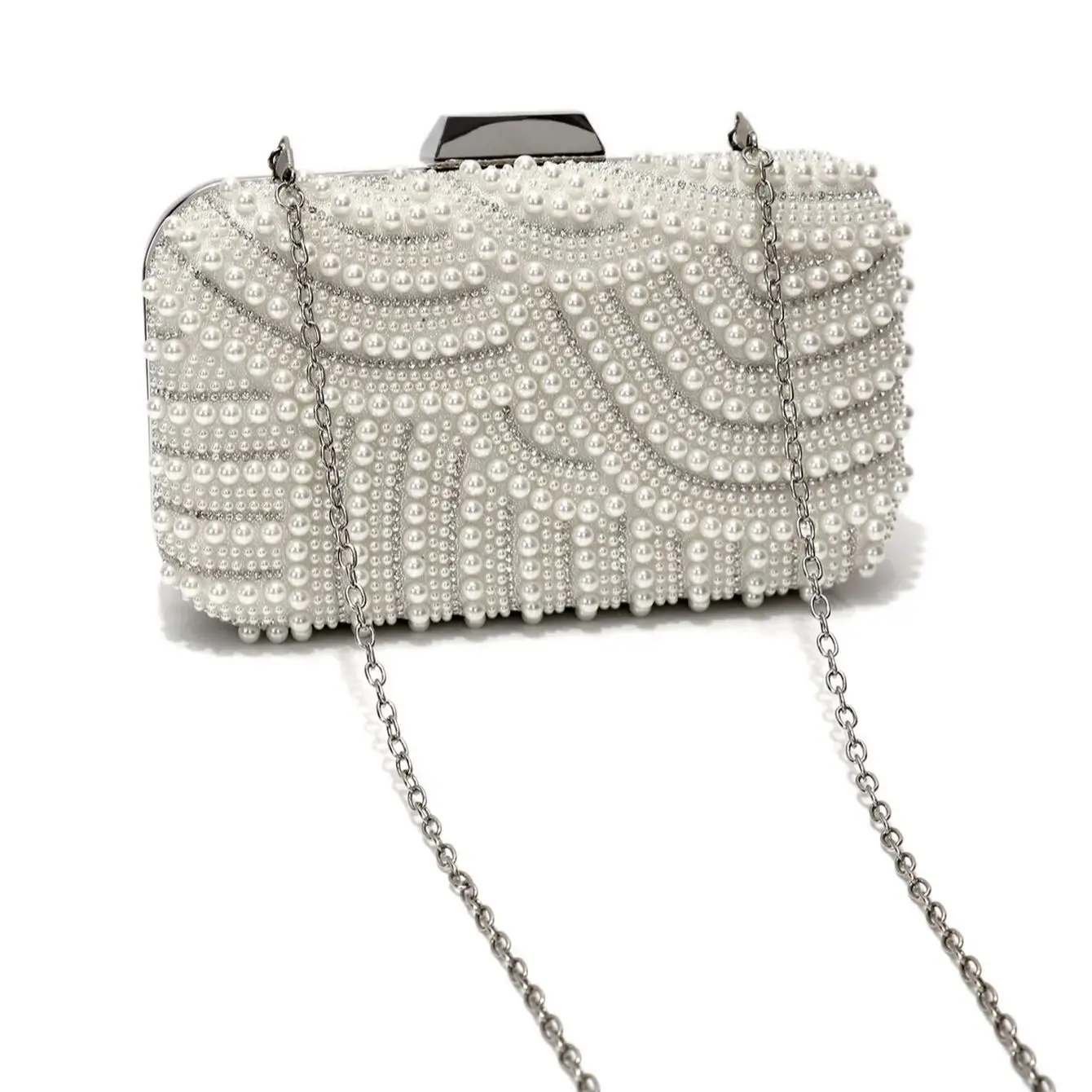 Women Evening Bags Pearl Rhinestone Flap Design Handbags