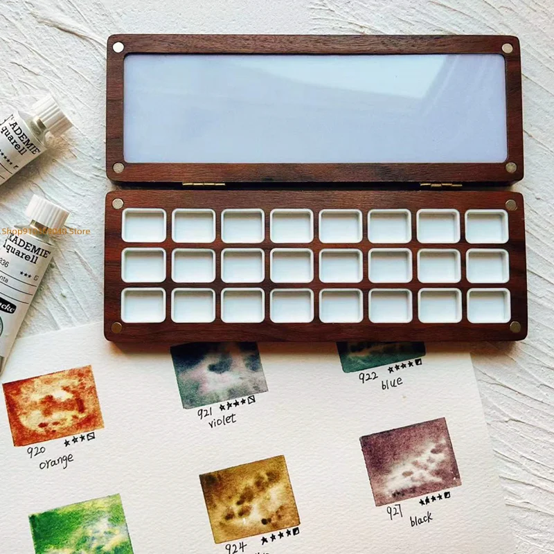 Empty Portable Watercolor Palette 24 Colors 1ML Wooden Watercolor Box Paint Tray Artist Travel Aquarelas Painting Art Supplies paint tray,color palette,watercolor palette