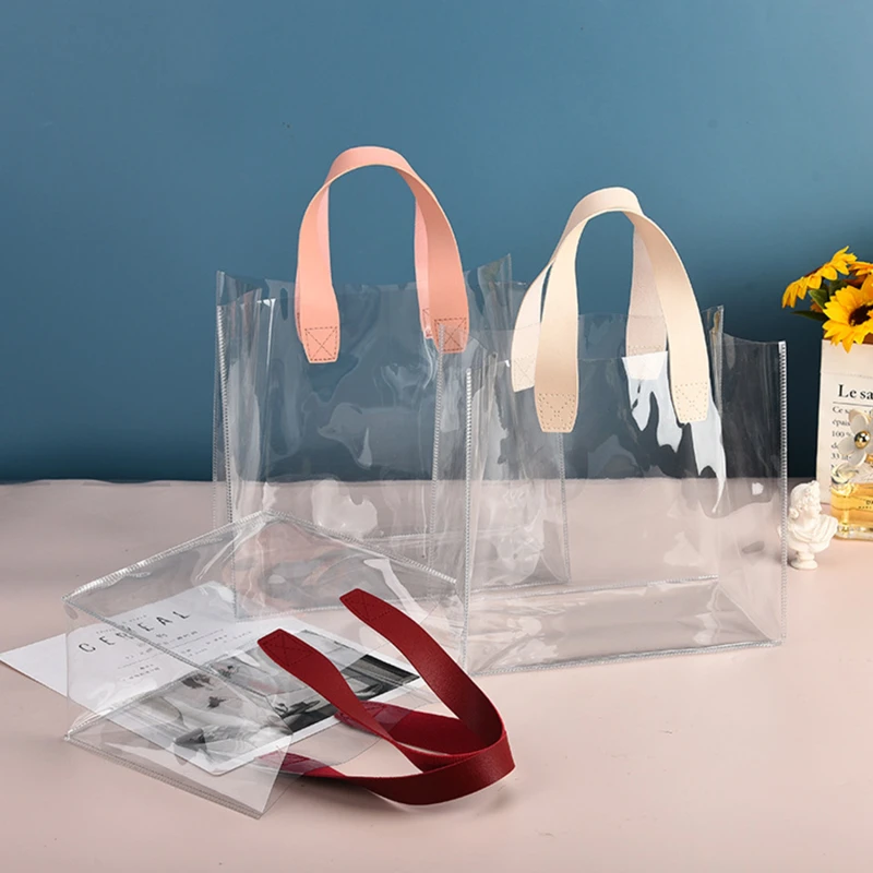 New 1pc Transparent Gift Bag Wedding Favors for Guests PVC Handbag Gift Packaging Distributions Bags Candy Box Party Supplies