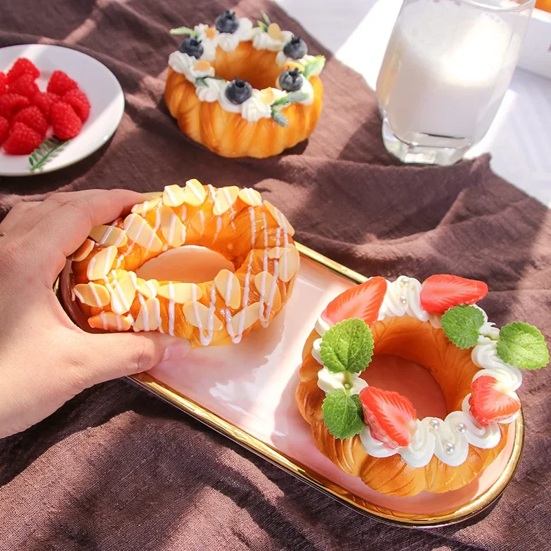 Fake Fruit Cake Donut Bread Artificial Food Model Simulation Baking Store Photography Props Ornaments Home Decor Decorations Food Model Food Photography Props Fake Food Prank Toys